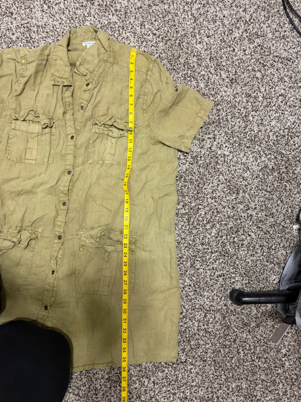 Green linen collared shirt dress - Picture 6 of 6